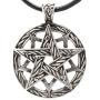 Trilogy Jewelry Pewter Double Pentagram Wiccan Pagan Pendant on Leather Necklace