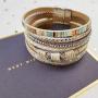 EunWow Leather Multilayer Bracelet Ladies Bracelet Women Magnetic Closure