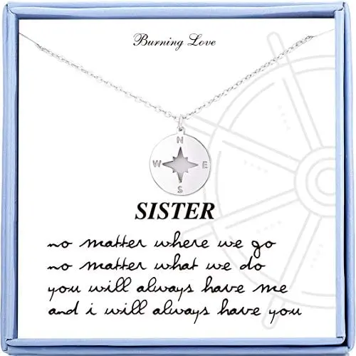 Sister Gifts from Sister Sterling Silver Compass Necklace Best Friend Necklaces BFF Gifts for Women Girls Sister Birthday Gifts Sister Gifts from Sister Sterling Silver Compass Necklace Best Friend Necklaces BFF Gifts for Women Girls Sister Birthday Gifts