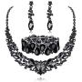Fiasaso Wedding Crystal Jewelry Set for Women Bridal Rhinestone Necklace Earrings Bracelet Wedding Bridesmaid Jewelry