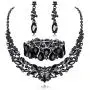 Fiasaso Wedding Crystal Jewelry Set for Women Bridal Rhinestone Necklace Earrings Bracelet Wedding Bridesmaid Jewelry