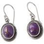 NOVICA Reconstituted Purple Turquoise .925 Sterling Silver Dangle Earrings Purple Majesty