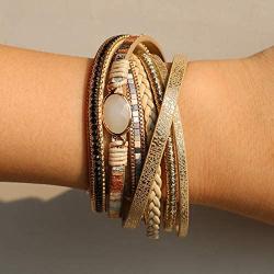 Vercret Leather Wrap Bracelet for Women - Multi-Layer Bracelets for Girl, Ideal Gift Bracelet for Women, Big Sister, Mom…