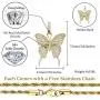 TOPGRILLZ Fully Iced Out Lab Diamond Butterfly Chain Pendant Necklace for Women 14K Real Gold Plated Birthday Gifts TOPGRILLZ Fully Iced Out Lab Diamond Butterfly Chain Pendant Necklace for Women 14K Real Gold Plated Birthday Gifts