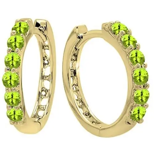 Dazzlingrock Collection Round Gemstones Ladies Huggies Hoop Earring, Available in Various Gemstones & Metal in 10K/14K/18K Gold