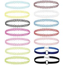 BodyJ4You 14PC Choker Necklace Henna Tattoo Stretch Elastic Jewelry Women Girl Jewelry Gift Pack
