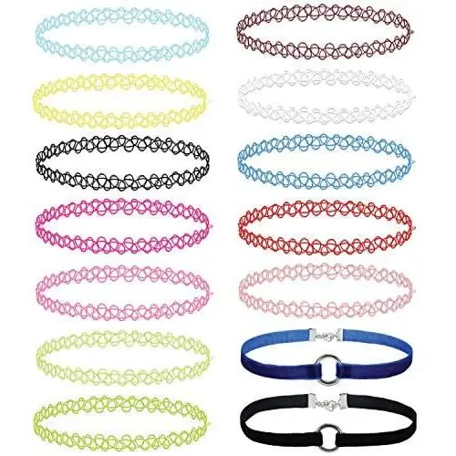 BodyJ4You 14PC Choker Necklace Henna Tattoo Stretch Elastic Jewelry Women Girl Jewelry Gift Pack