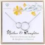 CHICLOVE Mother Daughter Necklace - Mothers Day Jewelry Gift - Sterling Silver Two Interlocking Infinity Double Circles Pendant Necklace