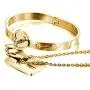 Heart Lock Love Bracelet Bangle Key Chain Necklace Pendant Lover Jewelry Set For Couple Men Women