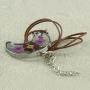 FM FM42 Multicolor Pressed Dried Flowers Moon Shape Pendant Necklace