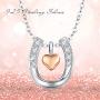 MEDWISE Horse Pendant Necklace Jewelry Gifts for Women Girls Silver Lucky Horse in Heart Necklace Embrace Horse Necklace for Cowgirls Equestrian Birthday Mothers Day Gift