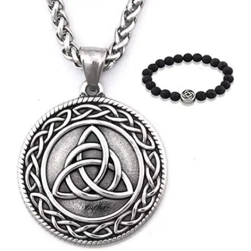 GUNGNEER Trinity Infinity Triquetra Celtic Knot Pendant Necklace Strength Gothic Stainless Steel Jewelry Men Women GUNGNEER Trinity Infinity Triquetra Celtic Knot Pendant Necklace Strength Gothic Stainless Steel Jewelry Men Women