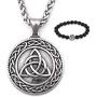 GUNGNEER Trinity Infinity Triquetra Celtic Knot Pendant Necklace Strength Gothic Stainless Steel Jewelry Men Women