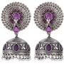 Aheli Antique Boho Oxidized Faux Blue Stone Studded Dangle Jhumki Jhumka Earrings Indian Wedding Bohemian Jewelry for Women