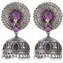Aheli Antique Boho Oxidized Faux Blue Stone Studded Dangle Jhumki Jhumka Earrings Indian Wedding Bohemian Jewelry for Women