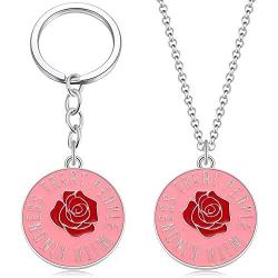 One Direction Gift Harry Style Merch Treat People with Kindness Enamel Necklace Keyring Jewelry Set 2 Pack