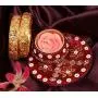 Touchstone ''Golden Bangle Collection Traditional Fine Jali Wire Mesh Work Thick Indian Bollywood Designer Jewelry Metal Kada Bangle Bracelets. Set of 2 in Antique Gold Tone for Women