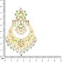 Aheli Indian Handmade Floral Enamel Faux Stone Studded Drop Dangle Earrings with Beaded Tassel Ethnic Wedding Fashion Jewelry for Women