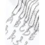 TRIPOD JEWELRY Iced Out Pendant Initial Letter Pendant Necklace for Women, White Gold Plated Custom Pendant with Rope Chain A To Z