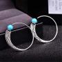 CANEER Turquoise Earrings, Vintage Punk Embossed Earring Statement Fashion Gift Hoop Boho Jewelry for Women