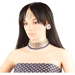Touchstone Indian Bollywood Handcrafted Traditional Royal Mughal Kundan Polki Meenakari Enamel Colorful Wedding Designer Jewelry Necklace Choker Set in Gold and Silver Tone for Women.