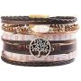 GelConnie Tree of Life Leather Cuff Bracelet Magnetic Multi Strand Wrap Bracelet Bohemian Jewelry for Women, Wife, Sister