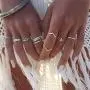 INENIMARTJ 44 Pcs Vintage Knuckle Rings Set for Women Stackable Boho Gold&Silver Finger Rings Bohemian Midi Rings Star Moon Wave Turquoise Evil Eye Rings for Teen Girls