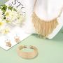 Hanpabum Necklace and Earrings Bracelet 3 Pack Jewelry Set for Women Gold Metal Fringe Drop Collar Necklace and Earrings Bracelet Set