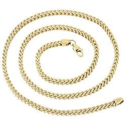 GOLD IDEA JEWELRY 5 Times Real 14k/ White Gold Plated Franco Link Chain 2.5mm/4mm Stainless Steel Bracelet and Necklace for Men Women
