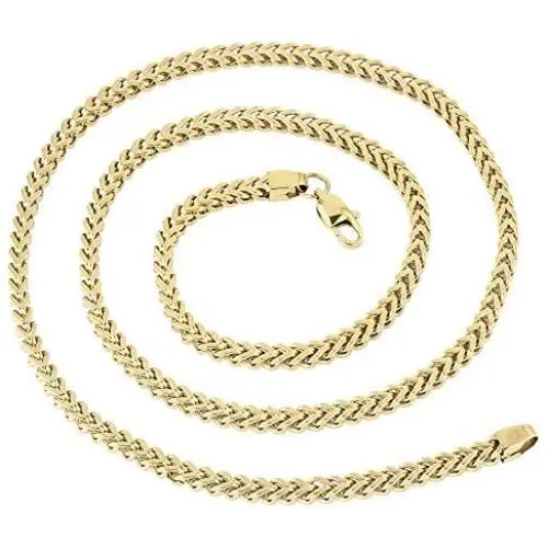 GOLD IDEA JEWELRY 5 Times Real 14k/ White Gold Plated Franco Link Chain 2.5mm/4mm Stainless Steel Bracelet and Necklace for Men Women GOLD IDEA JEWELRY 5 Times Real 14k/ White Gold Plated Franco Link Chain 2.5mm/4mm Stainless Steel Bracelet and Necklace for Men Women