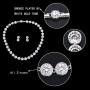 EVER FAITH Silver-Tone Round Cubic Zirconia Birthstone Row Necklace Earrings Set