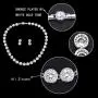 EVER FAITH Silver-Tone Round Cubic Zirconia Birthstone Row Necklace Earrings Set EVER FAITH Silver-Tone Round Cubic Zirconia Birthstone Row Necklace Earrings Set