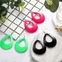 Hicarer 3 Pairs Women Fashion Retro Neon Earrings for 80s Party or Retro Costume Party (Oval Earings)