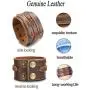 Thunaraz Handmade Genuine Leather Bracelet Adjustable Wide Brown Belt Cuff Bangle Punk Wristband