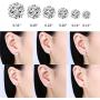 TTVOVO 925 Sterling Silver Stud Earrings Princess Cut Cubic Zirconia Sparkling Simulated CZ Diamond Earrings for Women Men Round 4 Prong Ear Studs Piercing Earrings Hypoallergenic Jewelry Gifts, 4MM