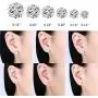 TTVOVO 925 Sterling Silver Stud Earrings Princess Cut Cubic Zirconia Sparkling Simulated CZ Diamond Earrings for Women Men Round 4 Prong Ear Studs Piercing Earrings Hypoallergenic Jewelry Gifts, 4MM