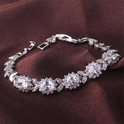 GULICX Womens Gold Plated 5 Oval Cubic Zirconia Tennis Link Blue Bracelet for Women