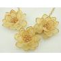 BOCAR Bib Statement Pendant Flower Jewelry Set Necklace and Earrings for Women Gift (NK-10372-cream)
