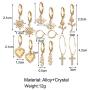 Gold Silver Small Huggie Hoop Earrings Set Map Cross Lightning Hoop Earrings Mini Moon Evil Eyes Feather Heart-shaped Rose Flower Drop Earrings with Charm for Women Girls Minimalist Jewelry