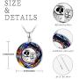 JUSTKIDSTOY Nightmare Before Christmas Necklace Jewelry 925 Sterling Silver Jack Skellington and Sally Pendant Necklace Gifts for Women Girlfriend