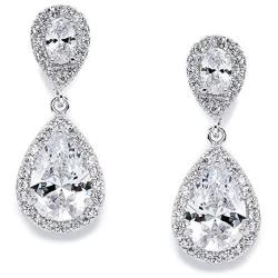 Mariell Dainty Cubic Zirconia Crystal Teardrop Earrings for Brides, Wedding & Bridal Jewelry for Women