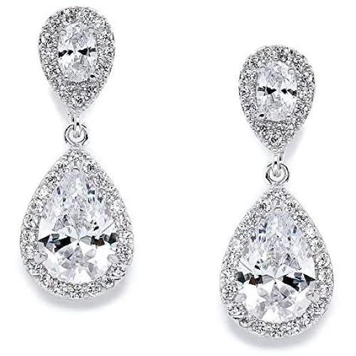 Mariell Dainty Cubic Zirconia Crystal Teardrop Earrings for Brides, Wedding & Bridal Jewelry for Women