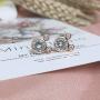 Puadun 925 Silver Mouse Shape Stud Earrings with Sparkling Cubic Zirconia Hypoallergenic Cute Stud Earring for Women Girls Birthday Gifts(Free Jewelry Box)