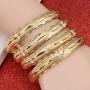 Yidan 4pcs 24k Gold Bangle for Women Gold Dubai Bride Wedding Ethiopian Bracelet Africa Bangle Arab Jewelry