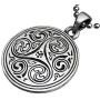 Celtic Pagan Wiccan Jewelry Merlin Morgana Wicca Witchcraft Magic Trinity Triskele Triquetra Triskelion Pewter Mens Womens Pendant Necklace Charm Protection Amulet for Men Women w Silver Ball Chain