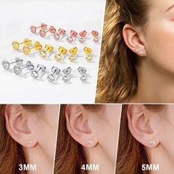 ChicSilver 2-4 Pairs Sterling Silver Stud Earrings Set, Hypoallergenic Simple Stud Earrings 3-8mm (with Gift Box)