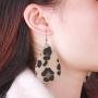 GIMEFIVE 4 Pairs Leather Teardrop Glitter Sequins Earring Lightweight Leaf Drop Bohemian Hollow Earrings for Women Girl