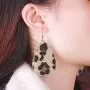 GIMEFIVE 4 Pairs Leather Teardrop Glitter Sequins Earring Lightweight Leaf Drop Bohemian Hollow Earrings for Women Girl