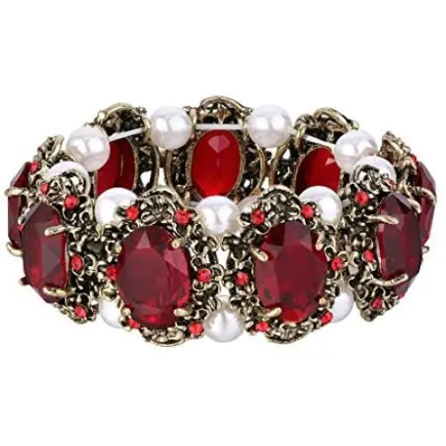 BriLove Womens Victorian Style Crystal Simulated Pearl Multi Floral Cameo Inspired Oval Stretch Bracelet BriLove Womens Victorian Style Crystal Simulated Pearl Multi Floral Cameo Inspired Oval Stretch Bracelet