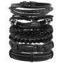 Manfnee 6-12PCS Braided Faux Leather Bracelet Punk Cuff Wrap Bracelets for Men Women Adjustable